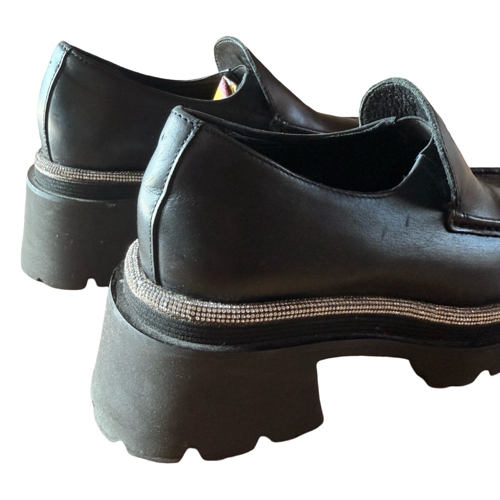 Sandro Women's Embellised Black Loafers with thick notched sole - Picture 6 of 10